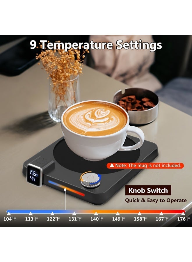 ValueHut Electric Coffee Cup Warmer with 9 Temperature Levels, LED Ambient Light, Digital Display & Timer – Smart Mug Heater for Desk, Office & Home - Image 2